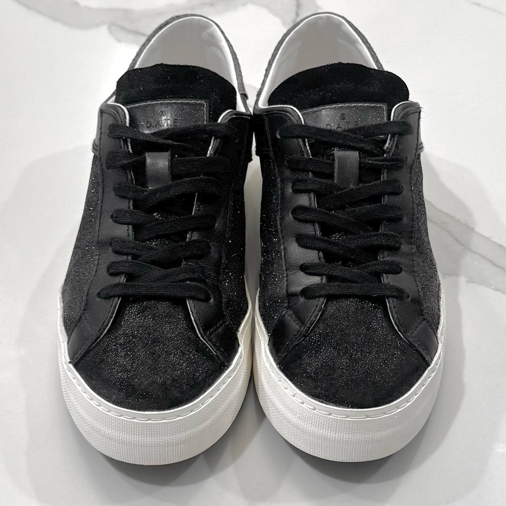 D.A.T.E. Women's Size 6.5 Low Top Sneakers Tennis Shoes Black Glitter